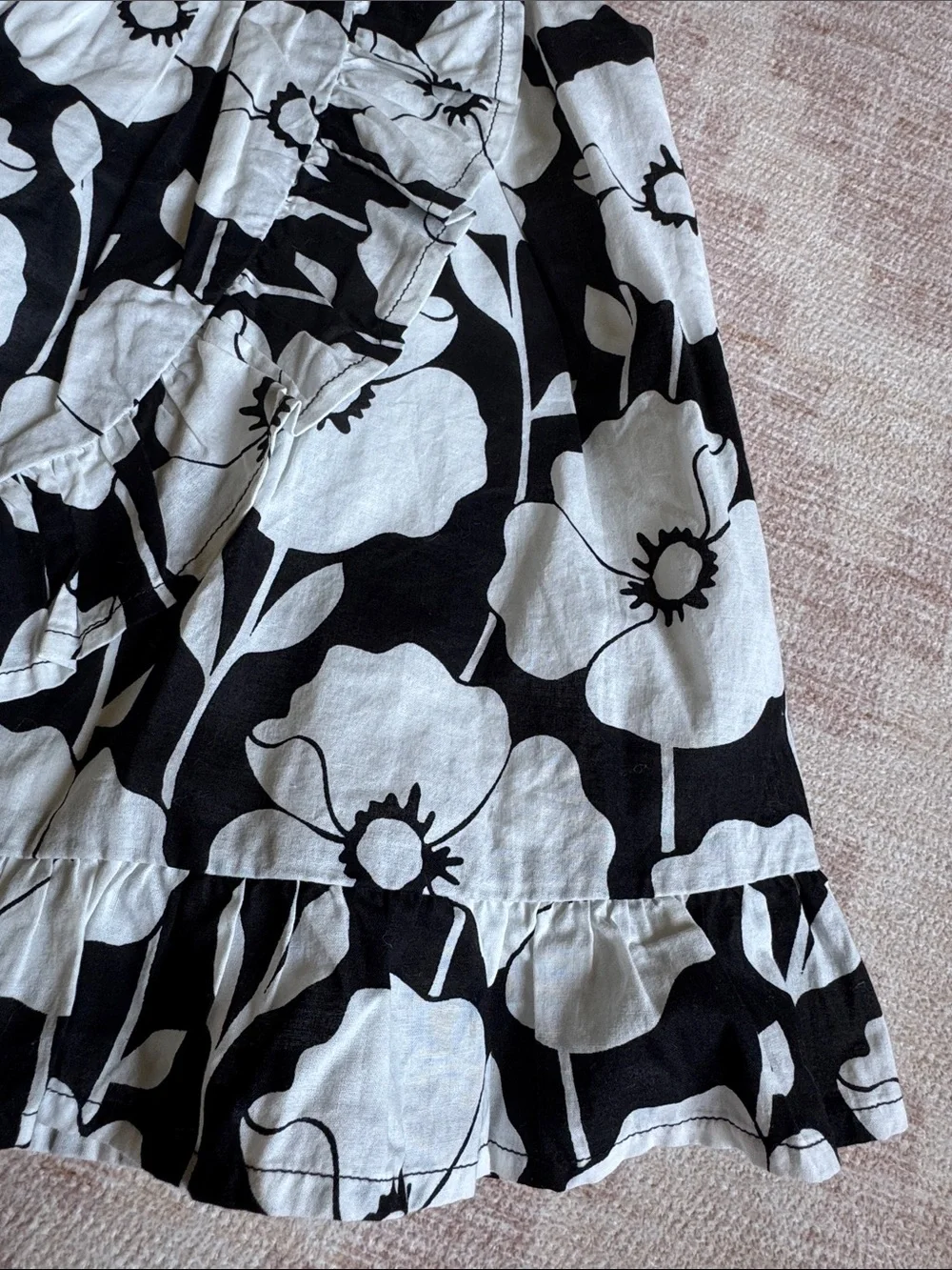 The Children's Place Black and White Floral Sundress with Pink Accents 9-12M